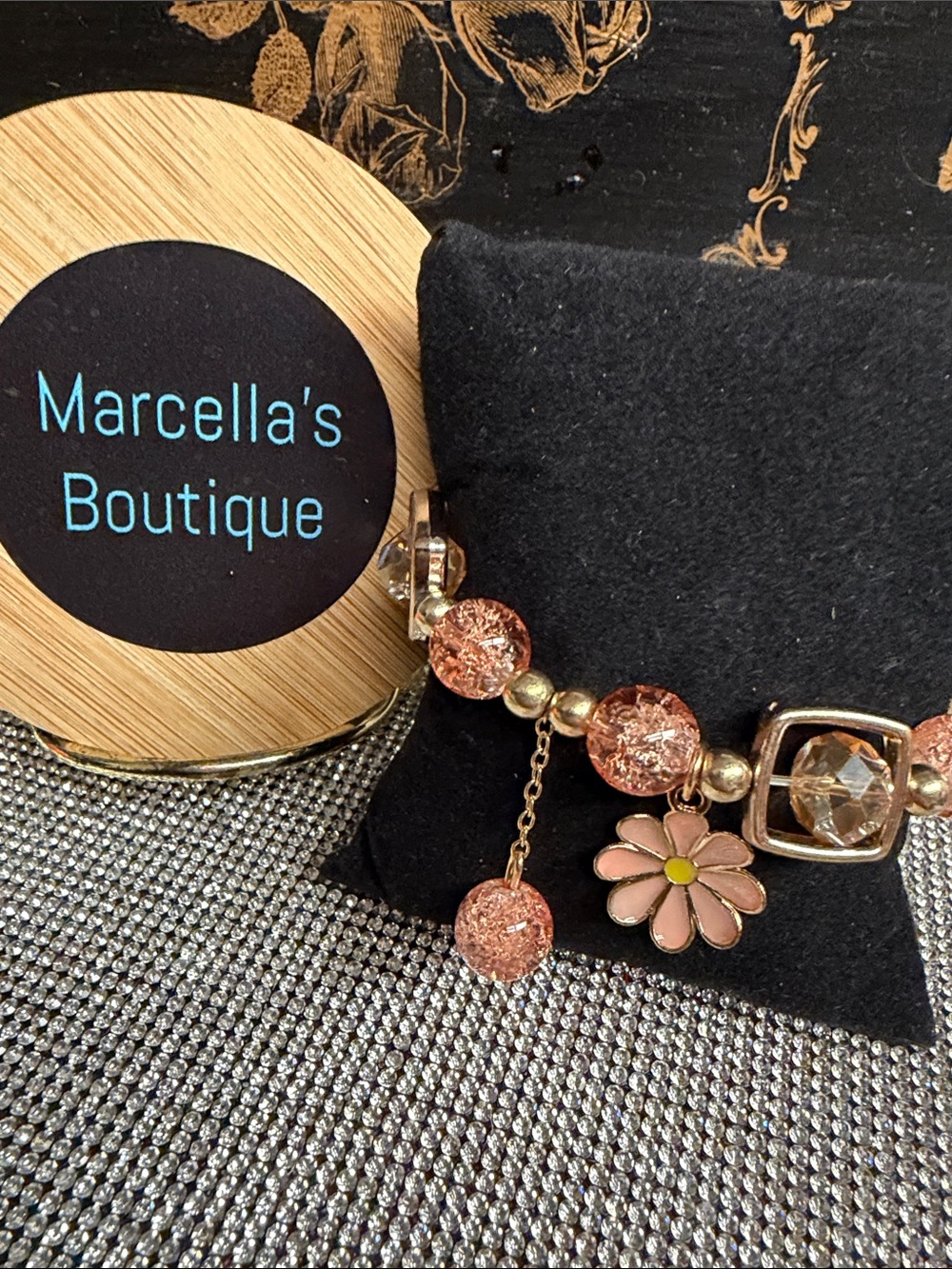 Pink Daisy Charm Bracelet - Pink & Gold